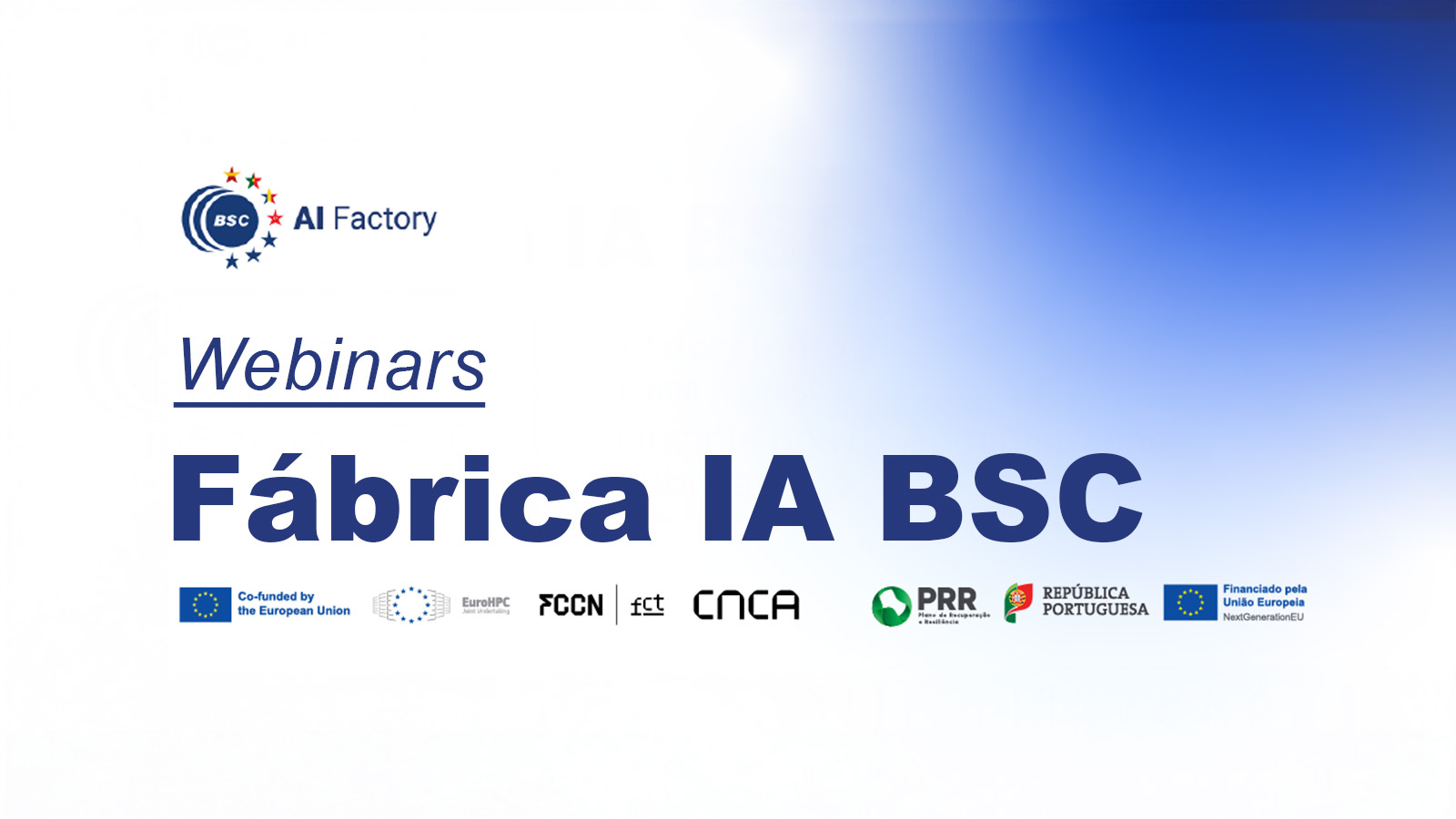 Image alluding to a series of webinars to be held on the BSC AI Factory