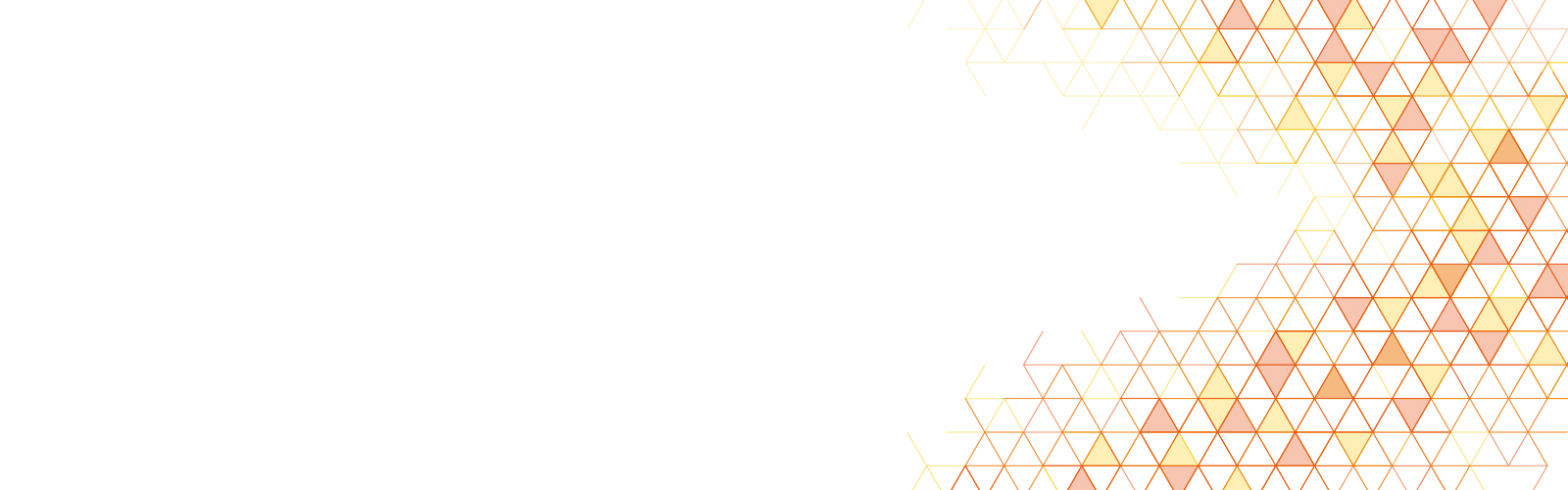 Banner gráfico com padrão geométrico de triângulos em tons de amarelo, laranja e vermelho, sobre fundo branco, para divulgação de uma sessão sobre formação avançada.